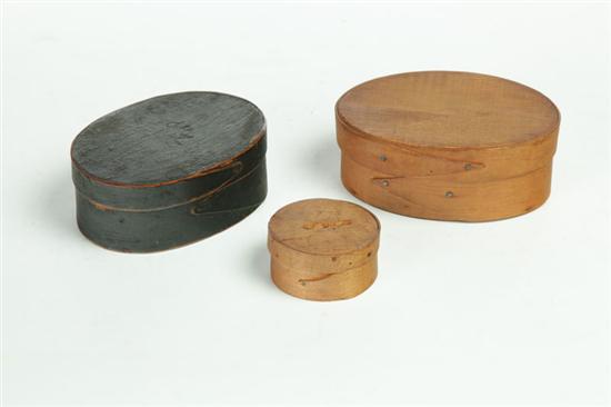 Appraisal: THREE PANTRY BOXES American probably Shaker nd half- th century