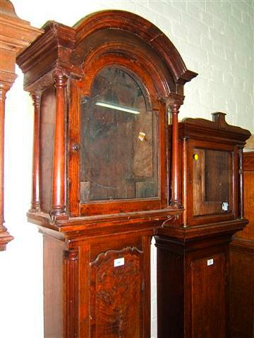 Appraisal: A George III oak long case clock case the break