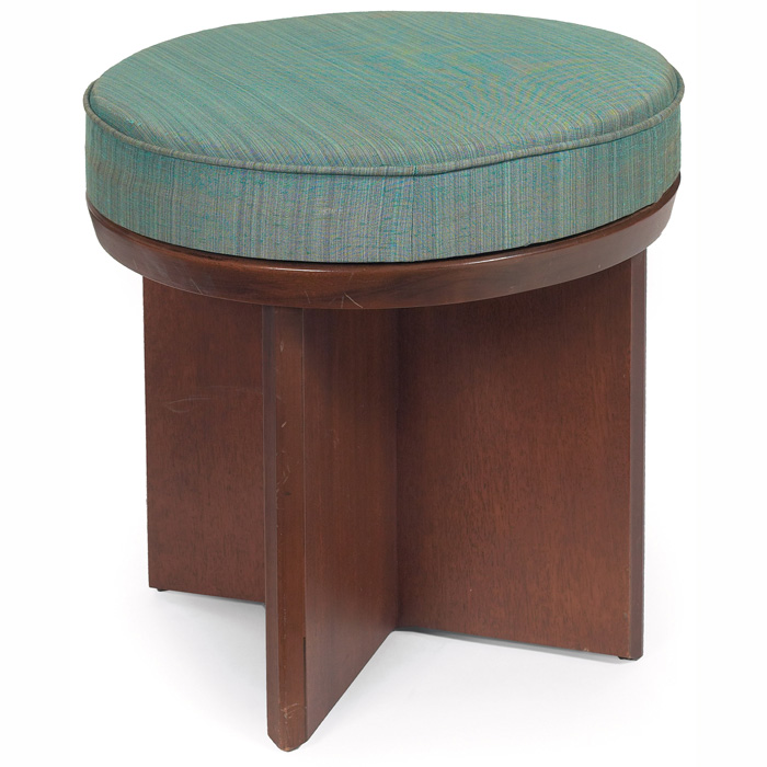 Appraisal: Frank Lloyd Wright stool manufactured by Heritage Henredon upholstered seat