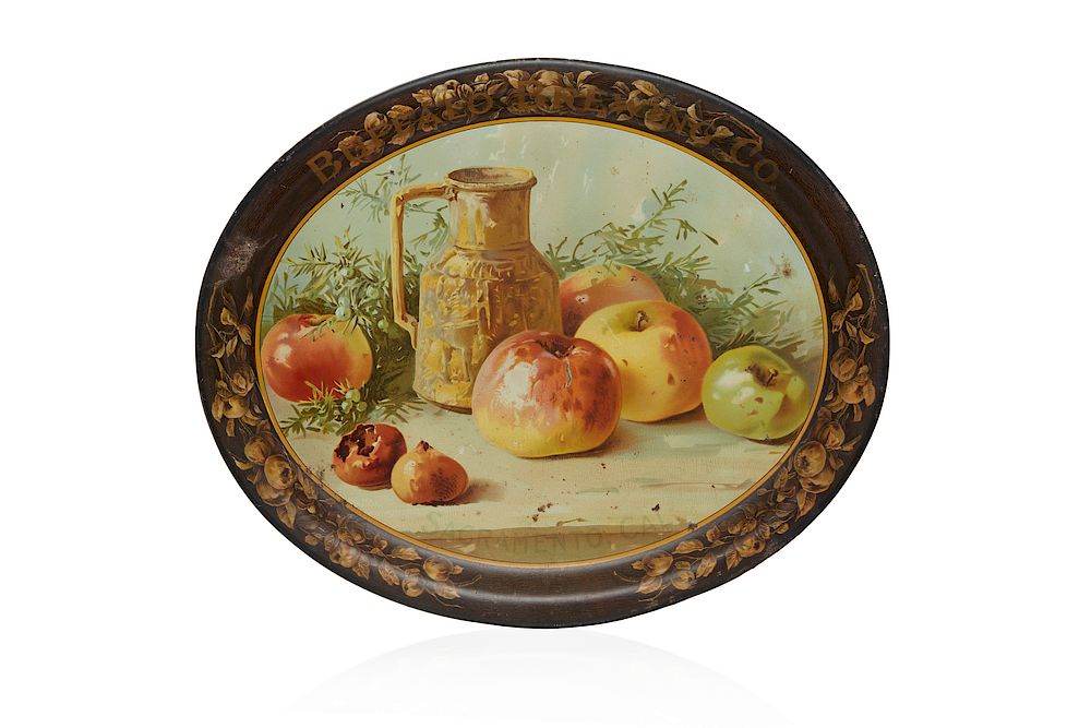 Appraisal: Buffalo Brewing Beer Tray Apple Still Life Oval Buffalo Brewing