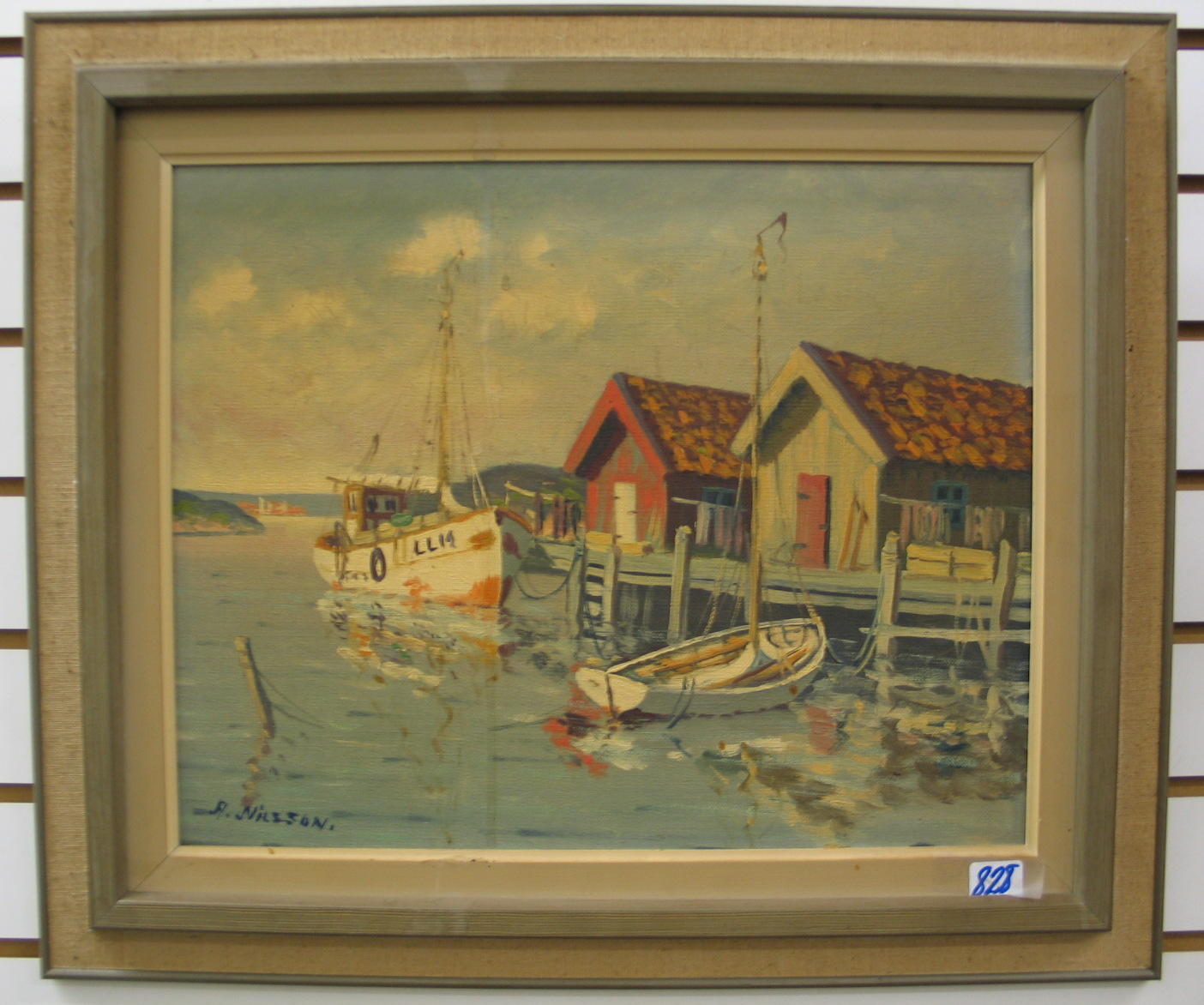 Appraisal: A NILLSON Swedish - Oil on canvas Harbor scene with