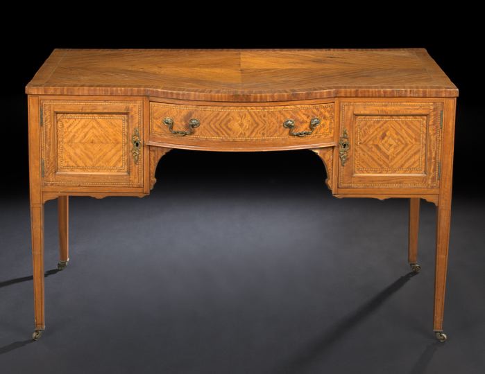 Appraisal: Edwardian Satinwood and Mahogany Lady's Desk ca the banded rectangular