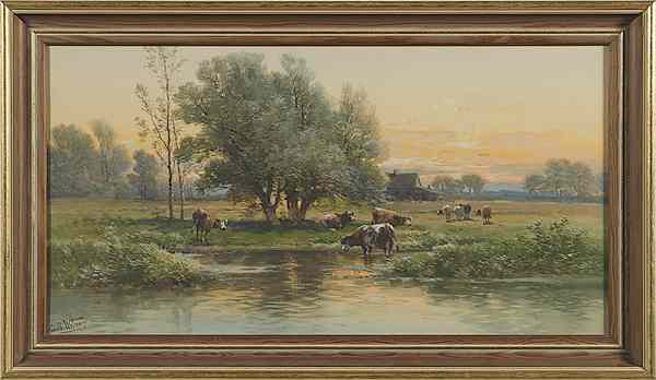 Appraisal: Pastoral Landscape by Carl Weber Watercolor Carl Weber American -