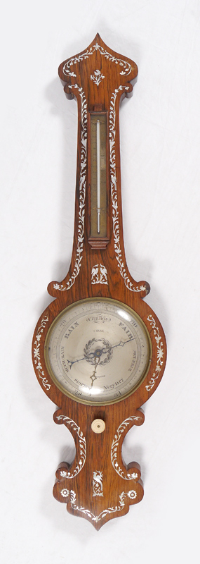 Appraisal: TH CENTURY ENGLISH INLAID BANJO BAROMETER Floral and foliate inlaid