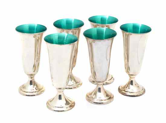 Appraisal: A Set of Six American Sterling Silver Holloware Cordials Alvin