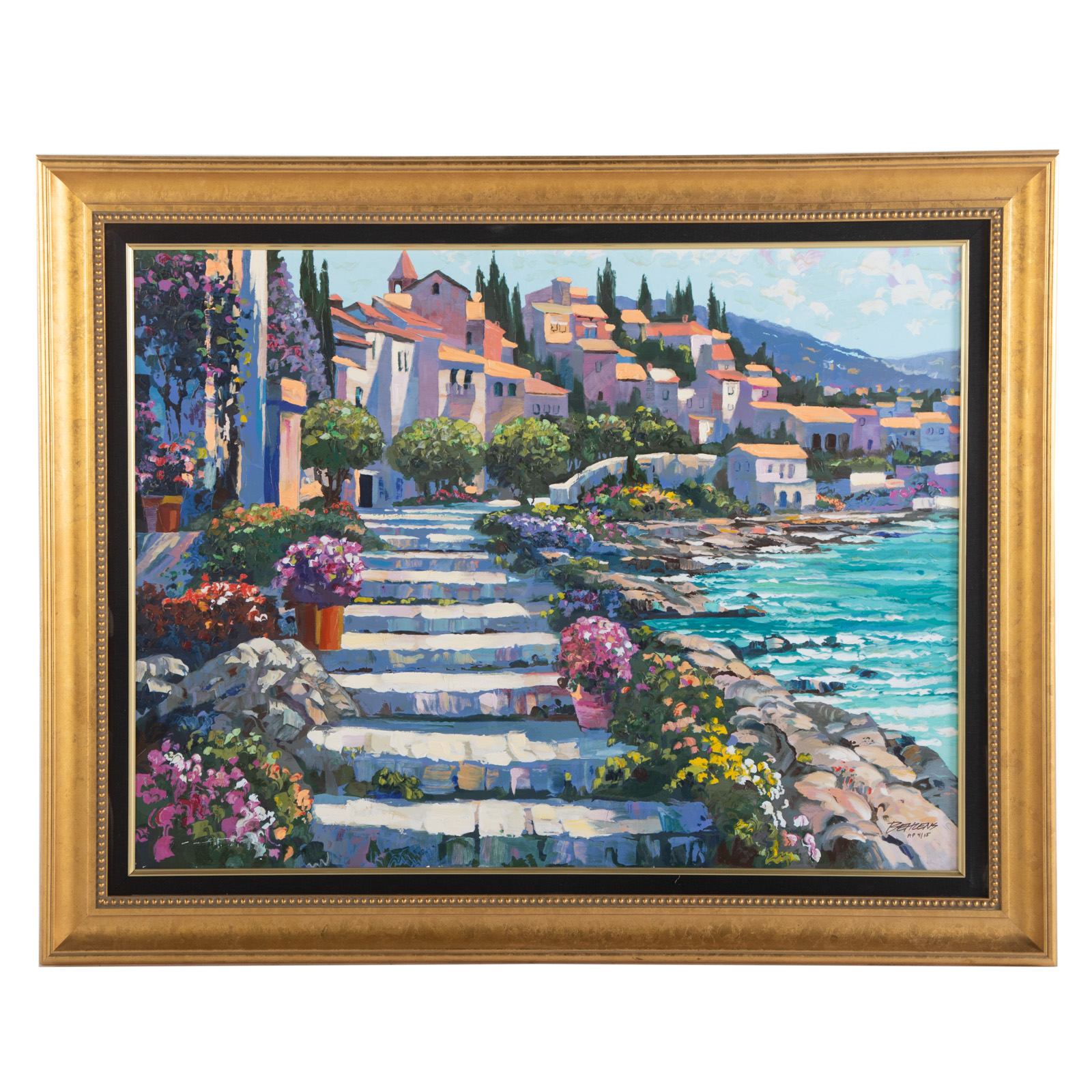 Appraisal: HOWARD BEHRENS STEPS OF ST TROPEZ ' GICLEE American -