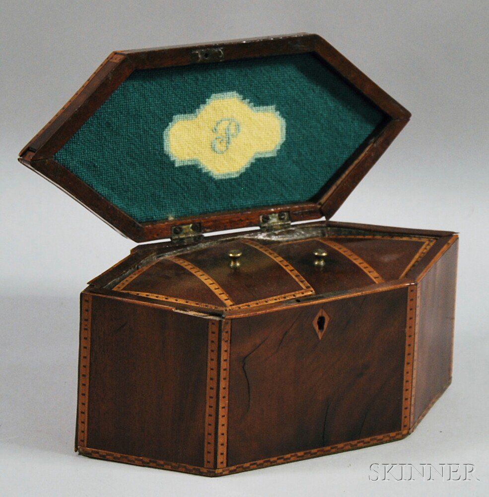 Appraisal: Mahogany Inlaid Mahogany Paneled Tea Caddy England late th century