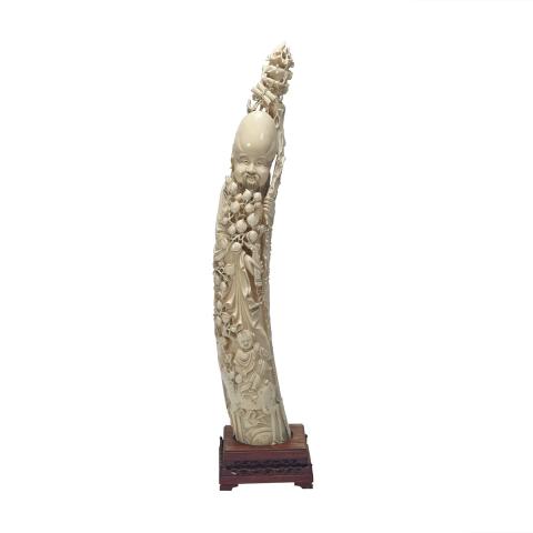 Appraisal: Extremely Large Ivory Carved Figure of Shoulao Circa s The