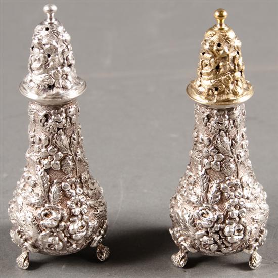 Appraisal: Pair of American repousse silver salt and pepper shakers Stieff