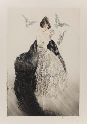 Appraisal: LOUIS ICART Sweet Caress Color aquatint drypoint and hand coloring