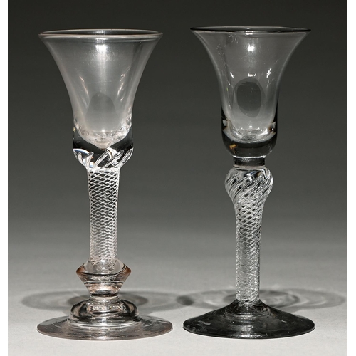 Appraisal: Two English wine glasses the bell bowl on multi series