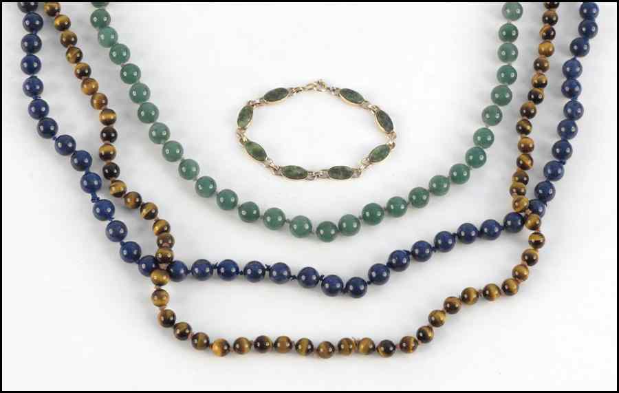 Appraisal: LAPIS BEAD NECKLACE Together with a Tiger's Eye bead necklace