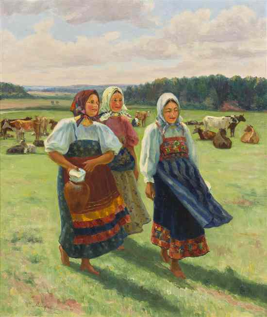 Appraisal: Sergei Dmitrievich Miloradovich Russian b ca - Peasant Girls oil