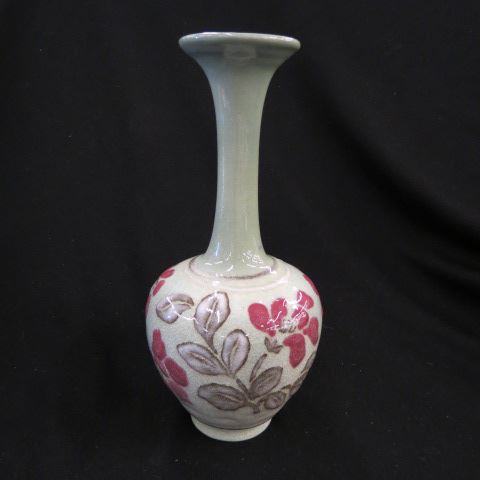 Appraisal: Rookwood Art Pottery Vase stylized floral on celedon shape artist