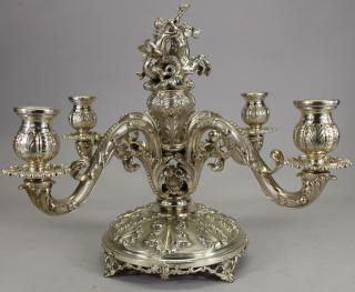 Appraisal: Figural Silver German Candelabra w Neptune Figural Silver Stamped Candelabra