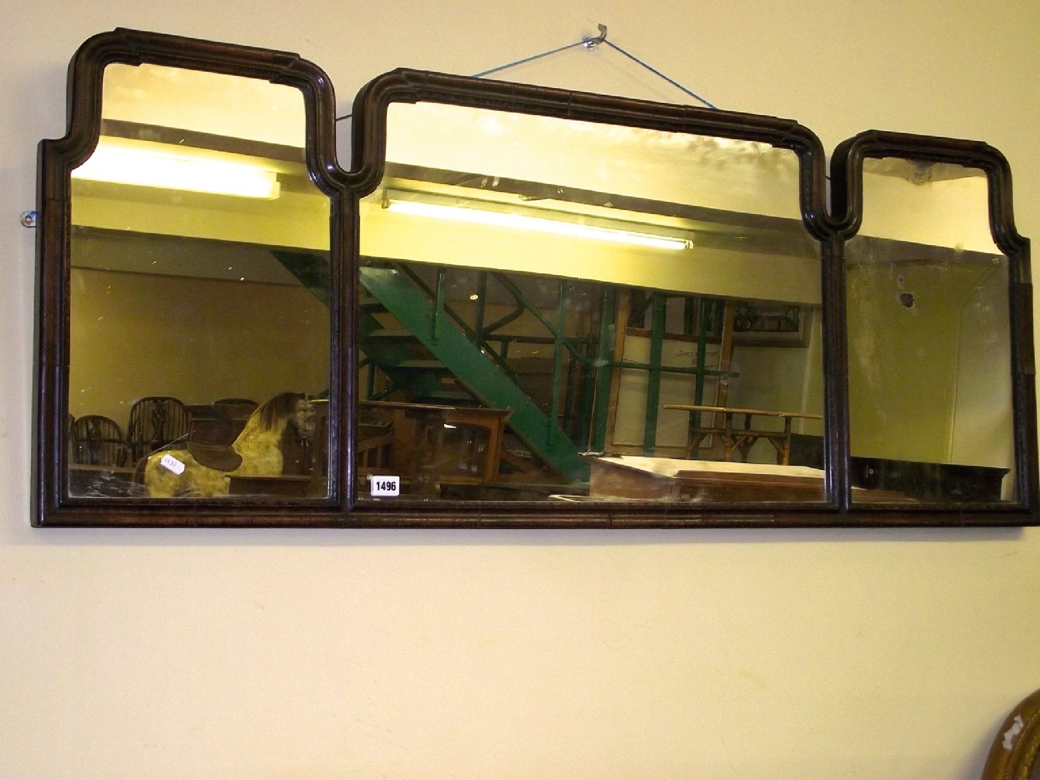 Appraisal: A Georgian style triple plate overmantle mirror in a moulded