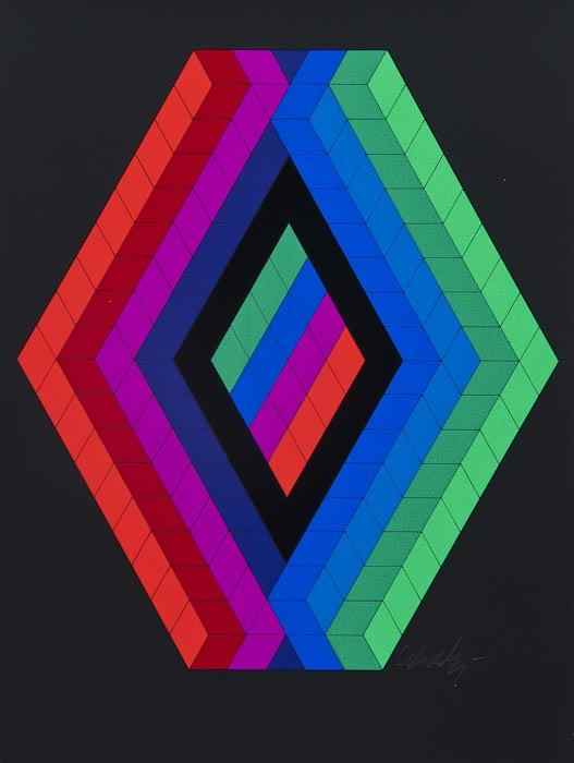 Appraisal: Victor Vasarely - Untitled silkscreen printed in colours signed in