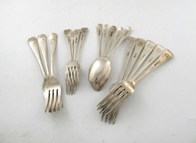 Appraisal: A mixed lot of silver Old English pattern flatware comprising