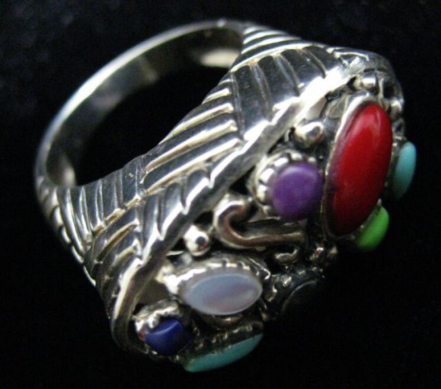 Appraisal: LARGE MULTI-GEM STERLING SILVER RING