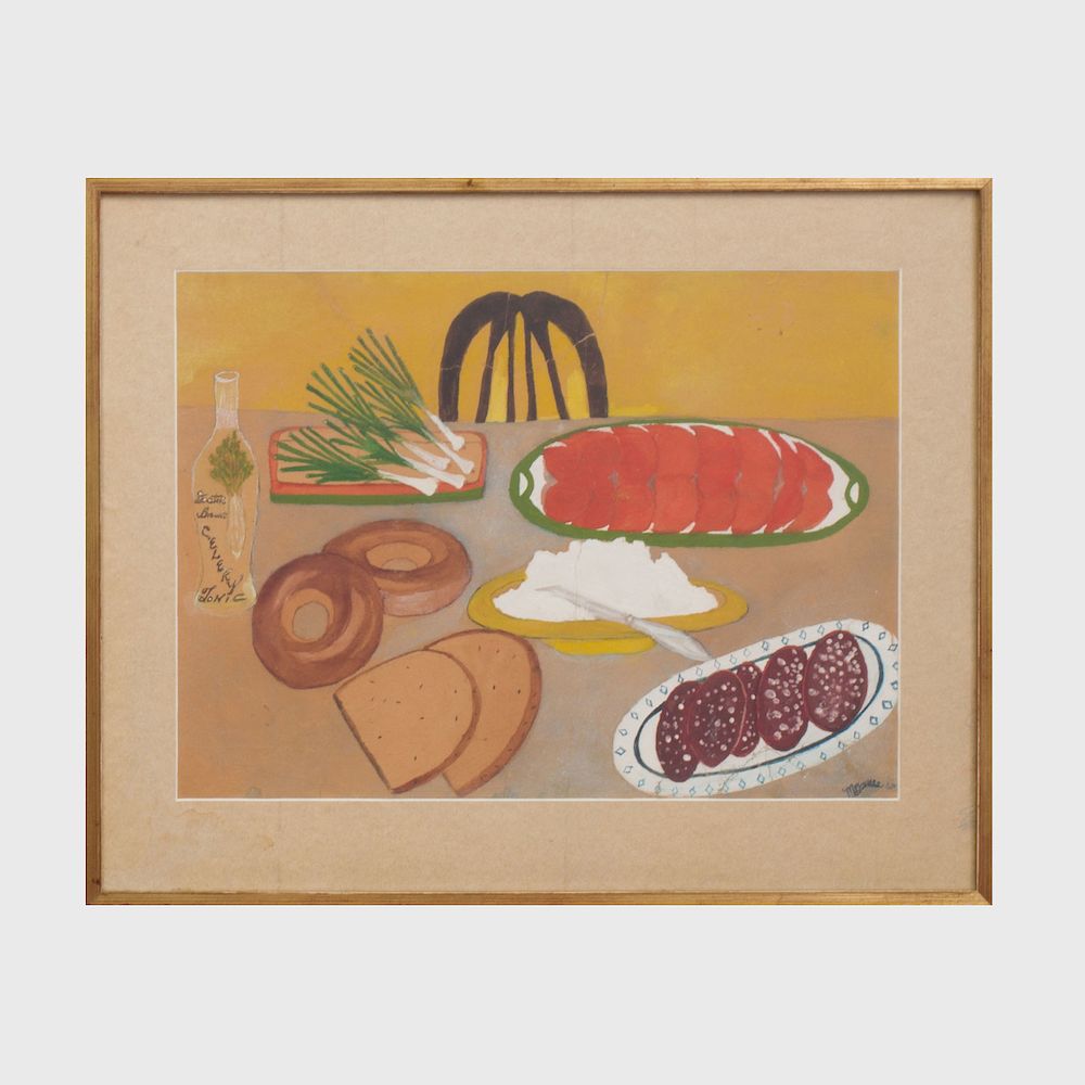 Appraisal: Martha Downes Fuller Breakfast Bagel and Lox Hollywood Gouache on