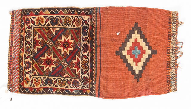 Appraisal: A SOUTH WEST PERSIAN BAG with polychrome star decoration and