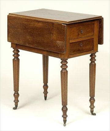 Appraisal: Louis-Philippe Mahogany Drop-Leaf Table de Chevet x in in extended