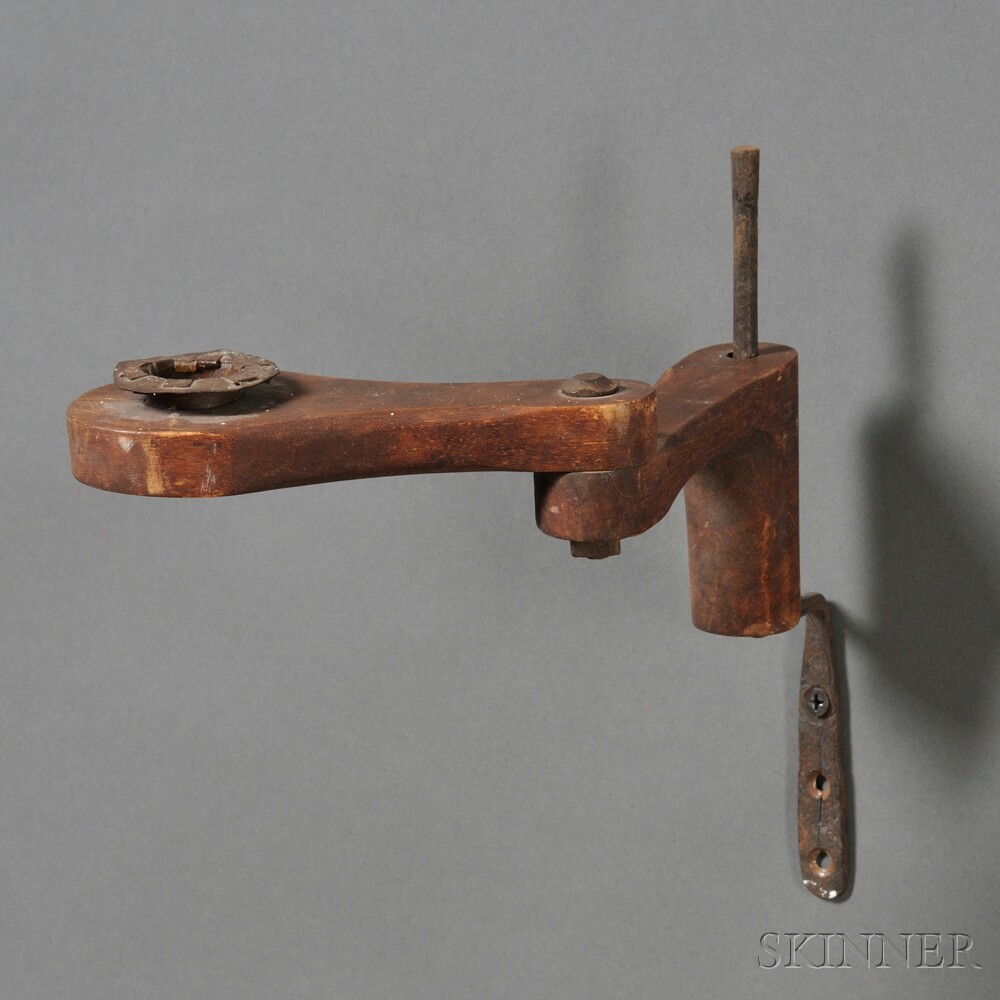 Appraisal: Wood and Iron Wall-mounted Extension Candle Holder America early th