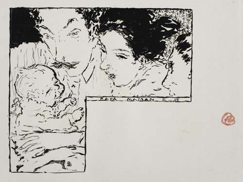 Appraisal: PIERRE BONNARD Papa Maman Lithograph on Chine volant x mm