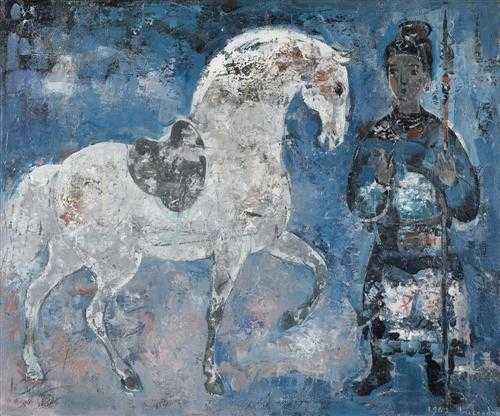 Appraisal: VU CAO DAM Hanoi - Warrior and horse Oil on