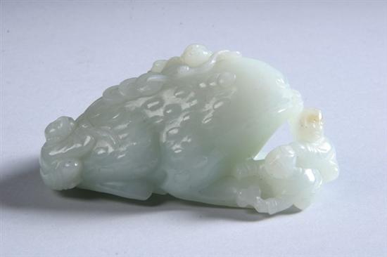 Appraisal: CHINESE WHITE JADE FIGURE OF FROG AND CHILDREN - in