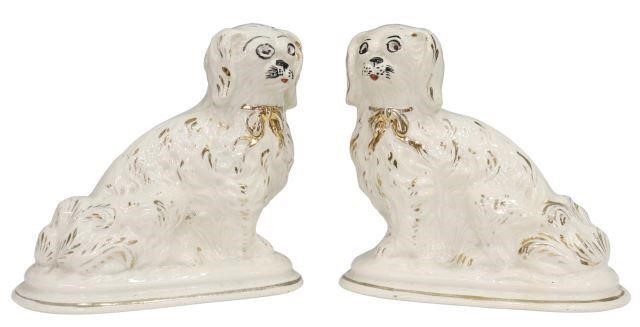 Appraisal: pair English Staffordshire mantel dogs early th c with gilt