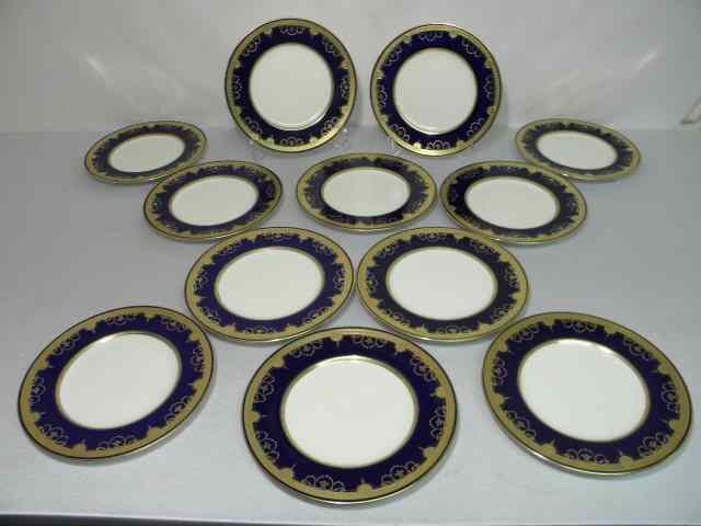 Appraisal: Twelve cobalt blue and gold gilt decorated plates made by