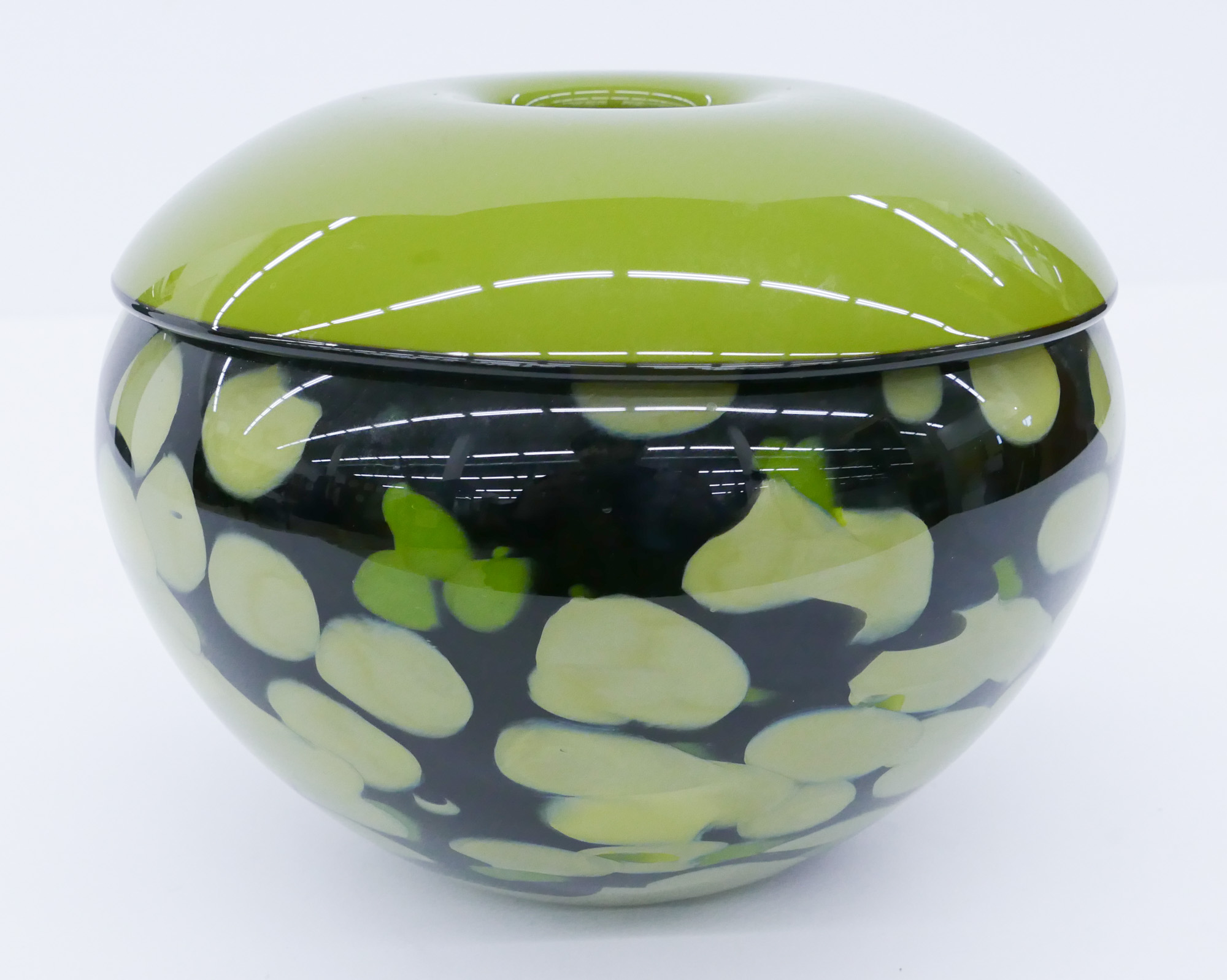 Appraisal: Contemporary Green Blown Glass Vessel ''x '' Avocado green folded