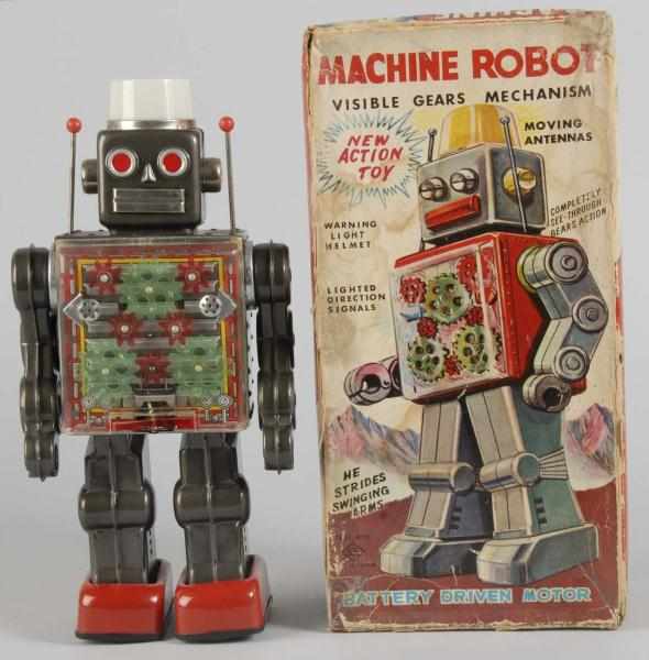 Appraisal: Tin Machine Robot Battery-Operated Toy Description Japanese Made by SH