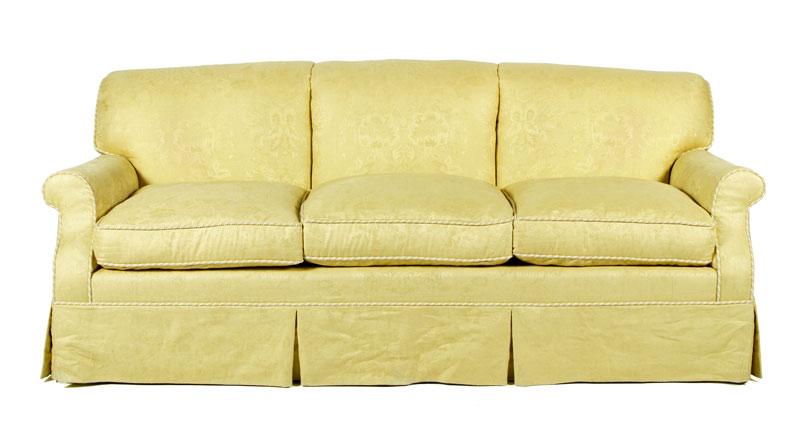 Appraisal: - Custom Upholstered Couch Custom made sofa with gold silk