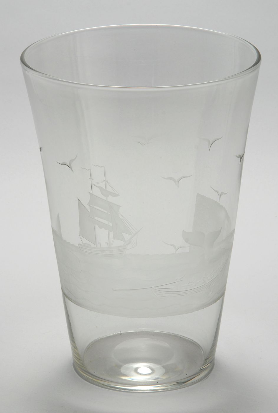 Appraisal: OVERSIZE ENGRAVED FLIP GLASS With whaling scene depicting a whale