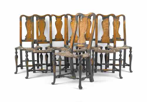 Appraisal: Queen Anne style tiger maple dining table h w together