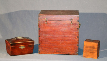 Appraisal: Regency Brass Mounted Mahogany Sarcophagus-Form Tea Caddy a Mahogany Liqueur