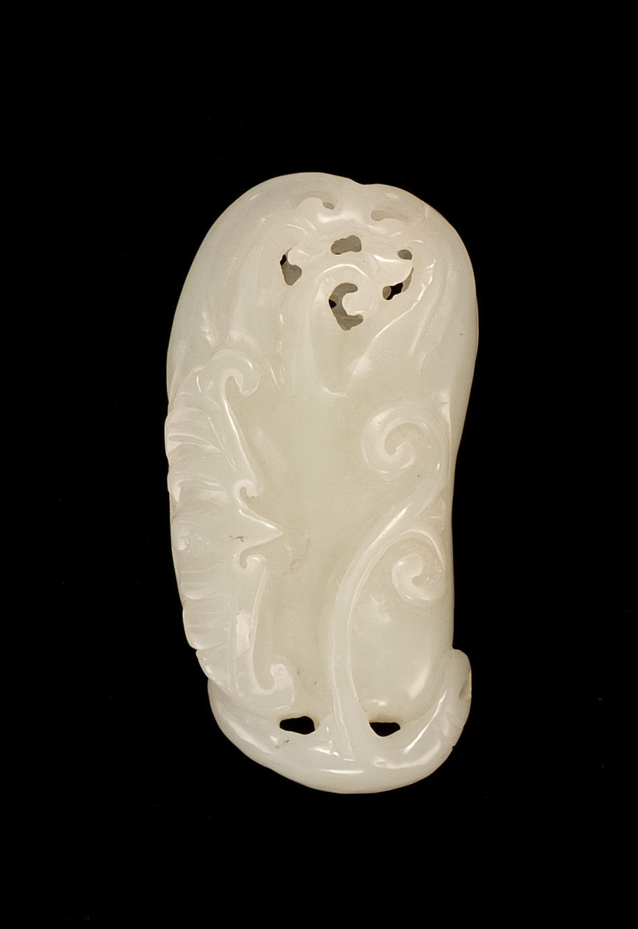 Appraisal: WHITE JADE PENDANT th CenturyIn the form of a Buddha's