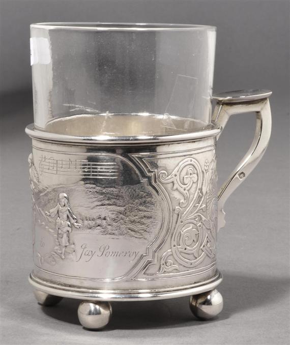 Appraisal: TEA GLASS HOLDER Marked Moscow Owttschinnikow H cm Wt g