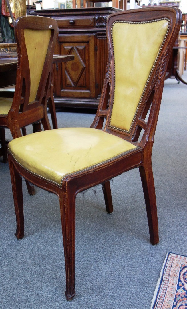 Appraisal: A set of six early th century leather upholstered mahogany