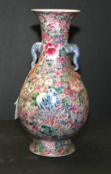 Appraisal: A famille rose enameled porcelain vase Qianlong Mark Republican Period