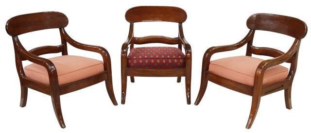 Appraisal: lot of Empire style mahogany low armchairs th c each