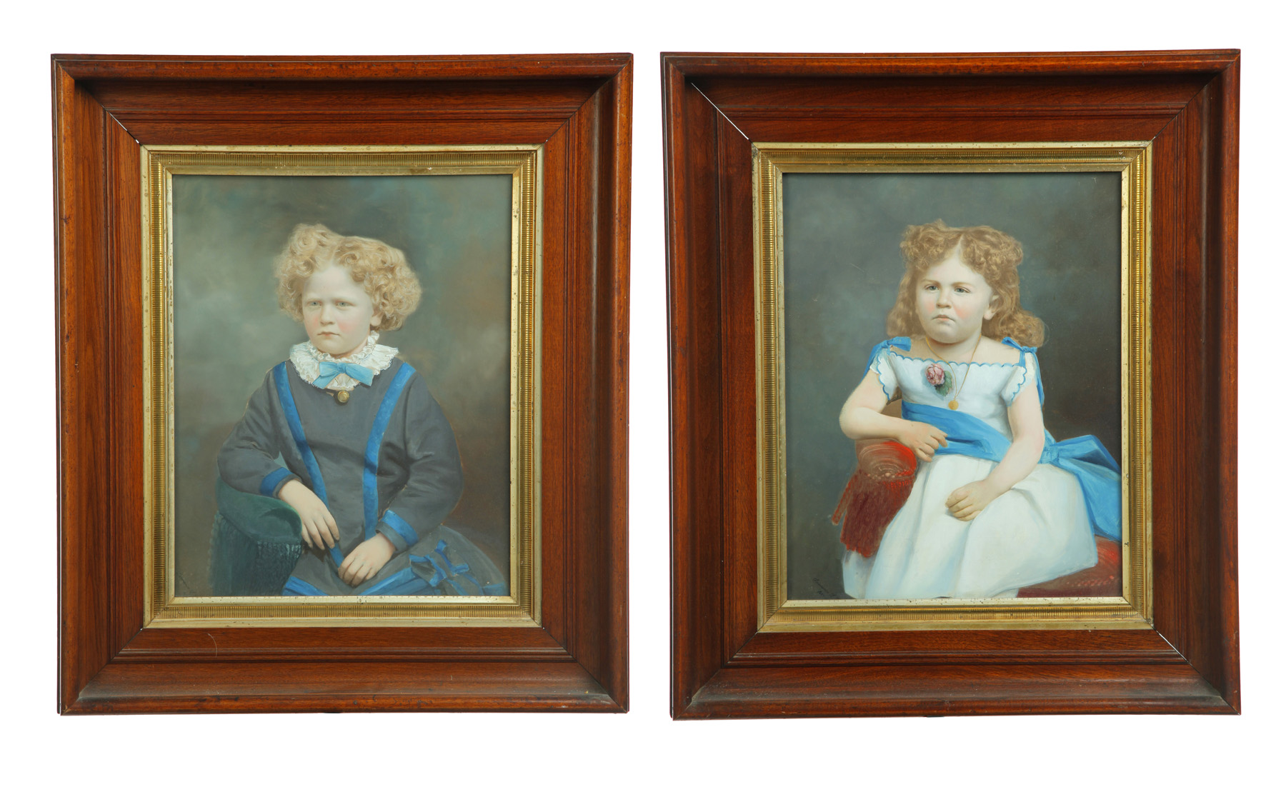 Appraisal: PAIR OF FRAMED RETOUCHED PHOTO PORTRAITS American th quarter- th