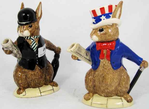 Appraisal: Royal Doulton Bunnykins Teapots London City Gent D And USA