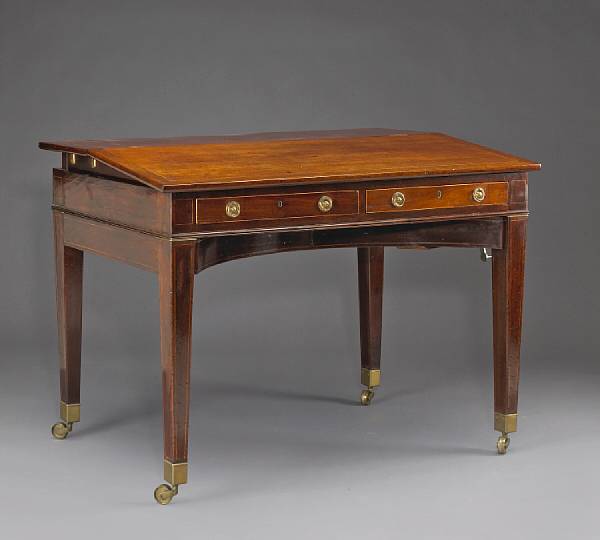 Appraisal: A George III inlaid mahogany mechanical architects desk patent mechanism