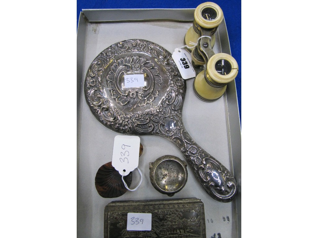 Appraisal: Lot comprising opera glasses mirror salt ring box and a