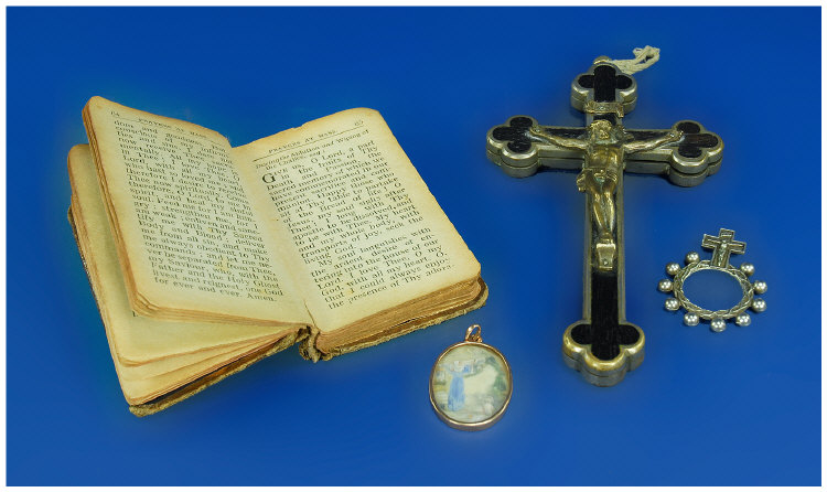 Appraisal: Reliquary Cross Other Religious Item together with Book of Catholic