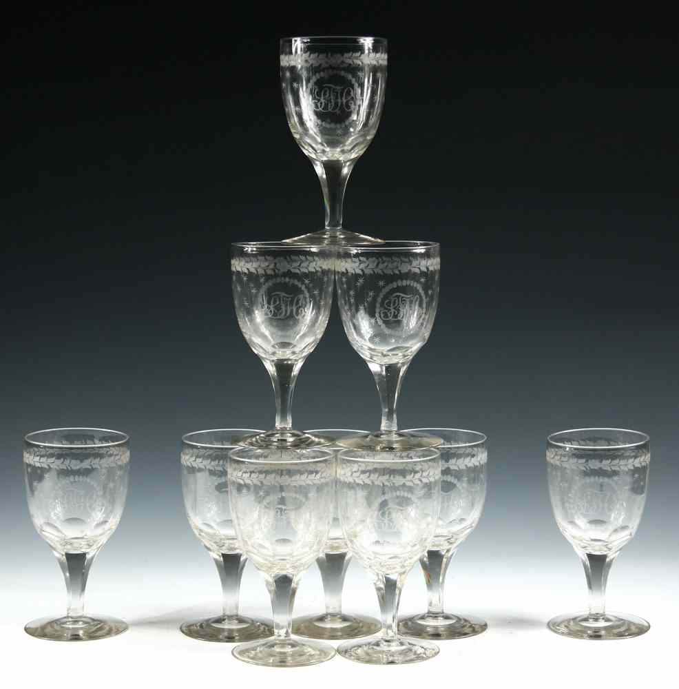 Appraisal: SET EARLY WATERFORD GOBLETS - th c Hand-blown Crystal Goblets