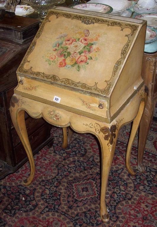 Appraisal: A small lady's bureau with painted decoration -